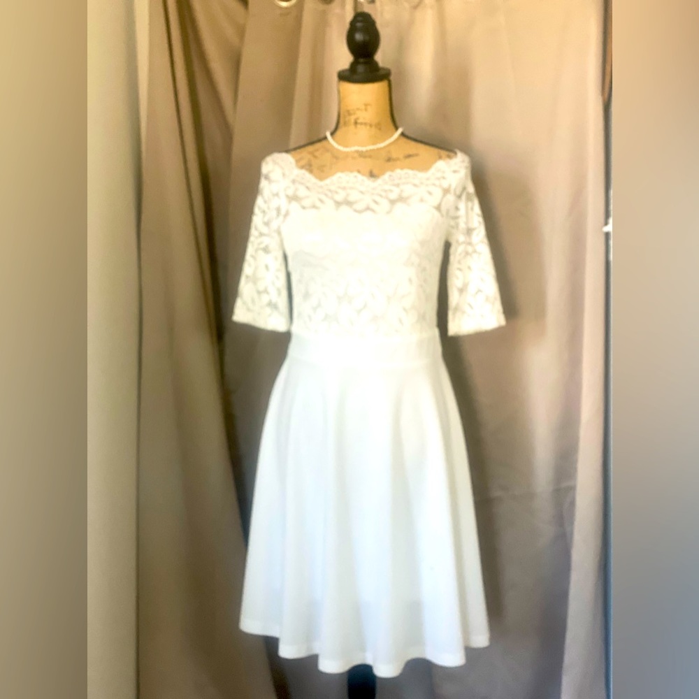 White lace bodice dress